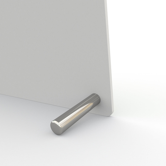 Table clock, detail: silver stainless steel feet