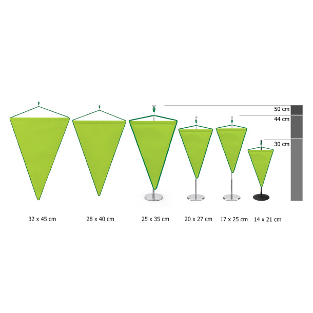 Table pennant with cord, size comparison