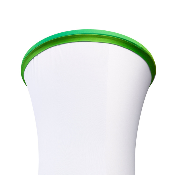Detailed view of top cover with white slipcover