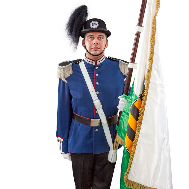 Carrying strap for club flags, white - Application example