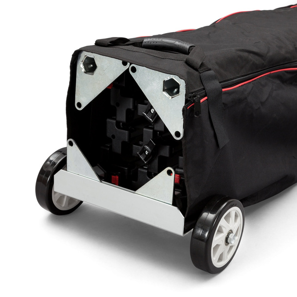 Select trolley bag, detail: bottom with tent holder and steel insert