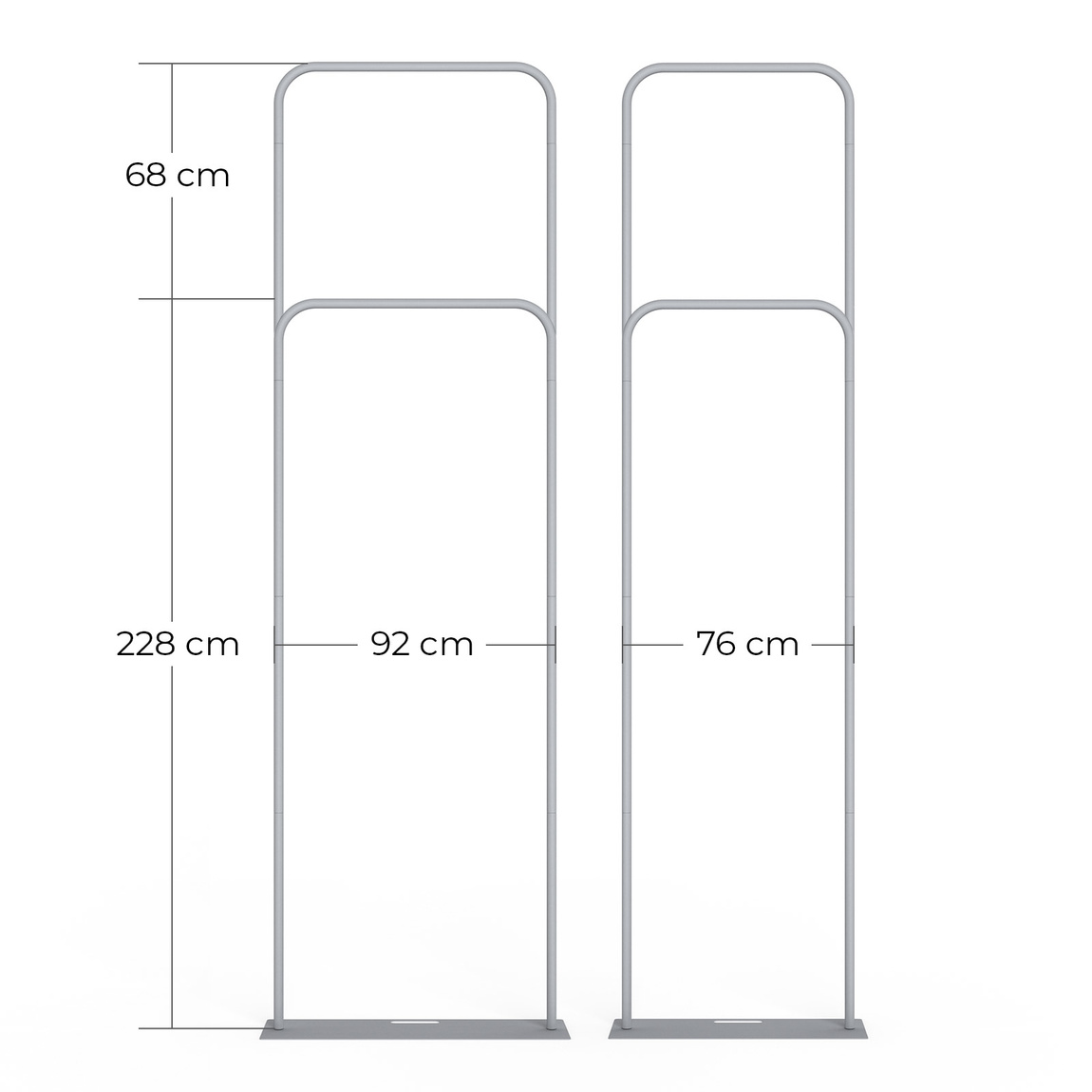 Tube display, available in 2 different heights and widths