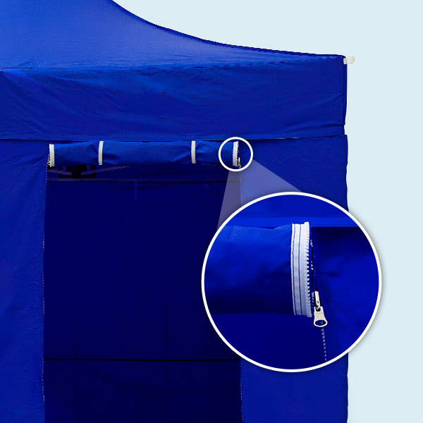 Roll-up door with two zippers operable from both sides