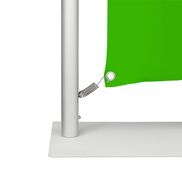 Tube display with banner, print attachment at bottom