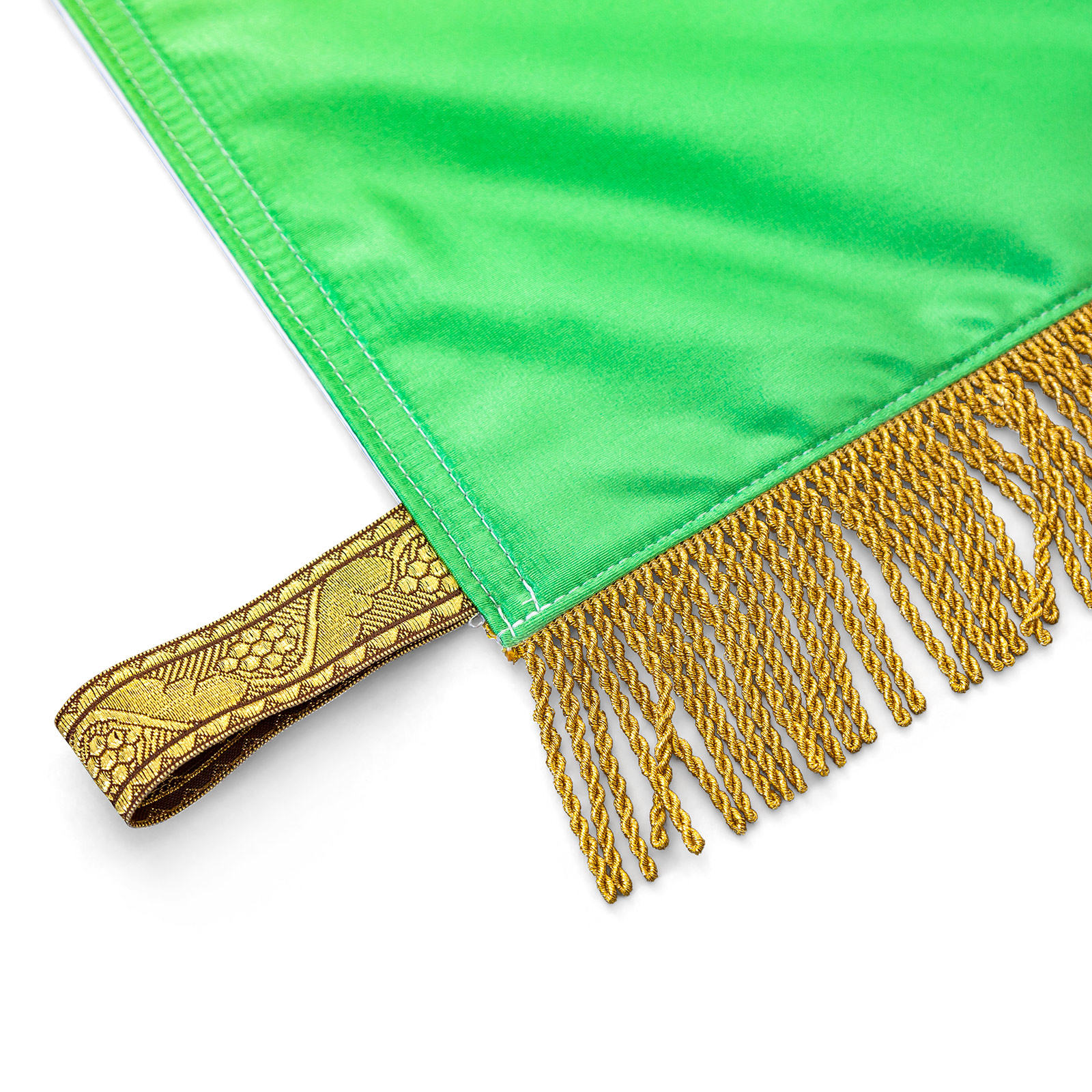 Double-layer club flag, detail: loops made of gold cord fringe