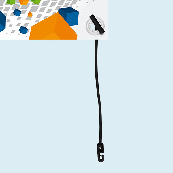 Attachment variant: tension rubber with toggle and plastic hooks, 300 mm