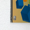 Poster with stainless steel wall spacers, wall distance 5 mm