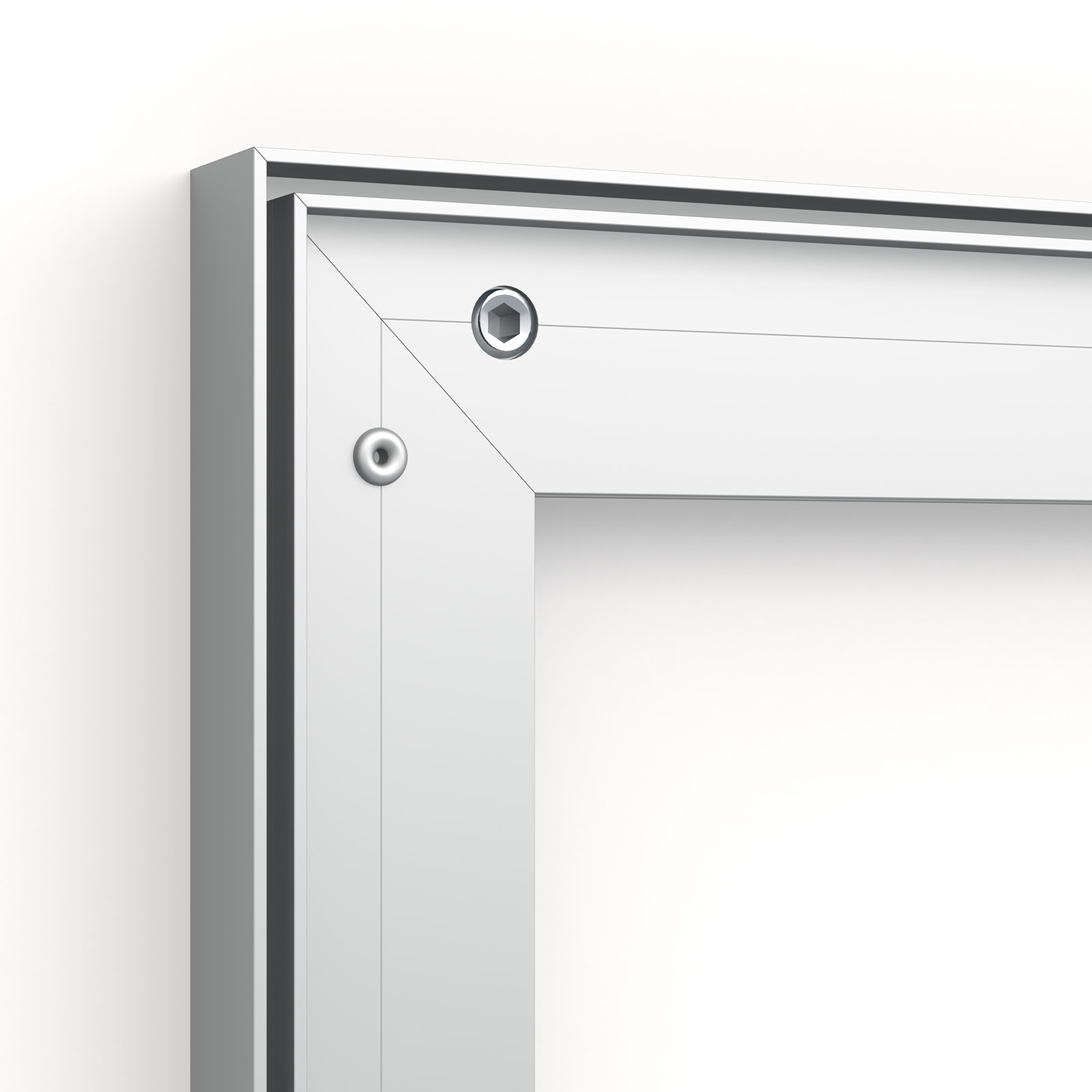 Wall frame Q-Frame®, 25 mm profile, corner detail