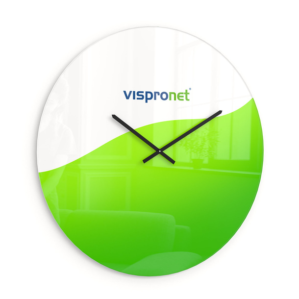 Wall clock made of acrylic glass, back fully printed in white