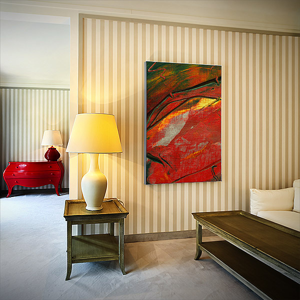 Living room decoration with Q-Frame® wall frame, 25 mm profile
