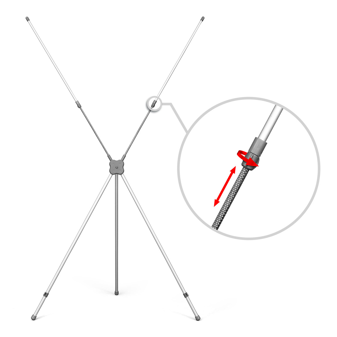 Height adjustment via telescopic rod segments
