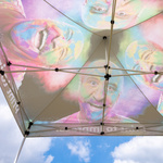 Tent roof printed on the outside (Variotex Z) – the design appears in mirror image on the underside of the tent roof