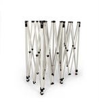 Stable, foldable scissor gate system made of beam, setup in seconds