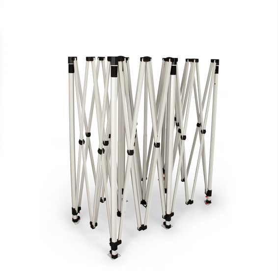 Stable, foldable scissor gate system made of steel: setup in seconds