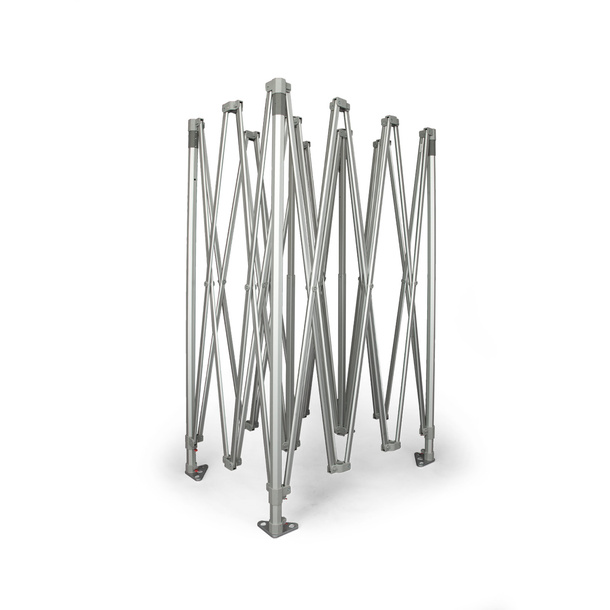 Extra-rigid, foldable scissor grid system made of aluminum: setup in seconds