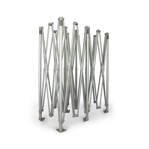 Stable, foldable scissor gate system made of aluminum, setup in seconds.