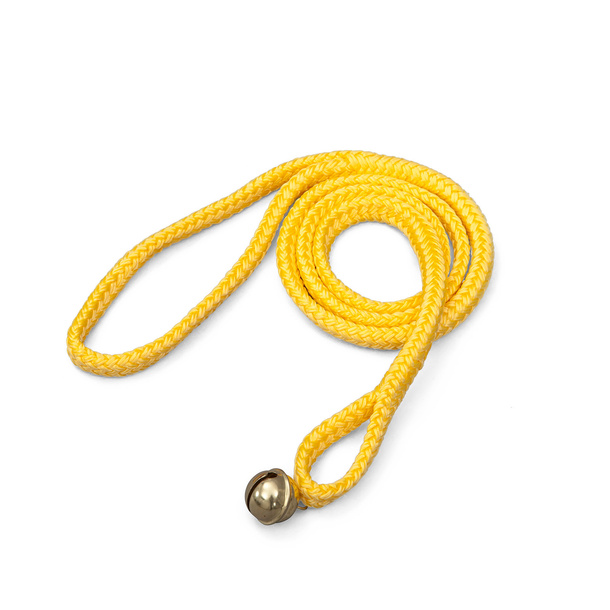 yellow tow rope with spliced loops and bell