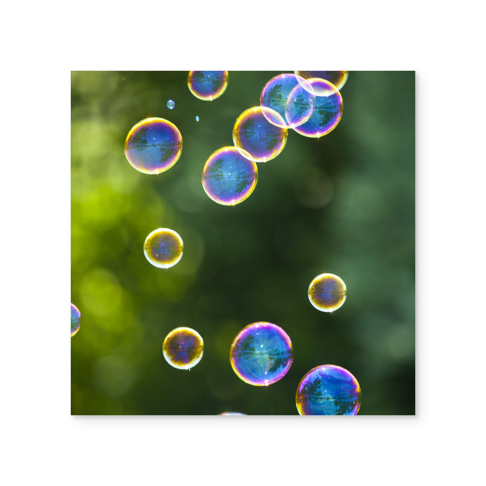 Poster made of acrylic glass with soap bubbles motif