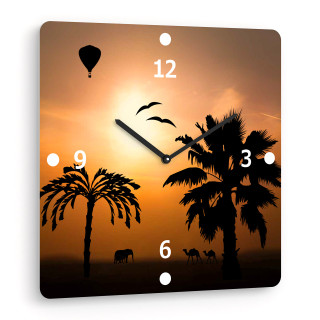 Wanduhr, quadratisch, 25 x 25 cm - Sonnenuntergang