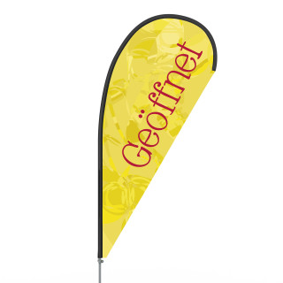 Bowflag Basic Tropfen, Gr. S, Hohlsaum schwarz - Geöffnet gelb