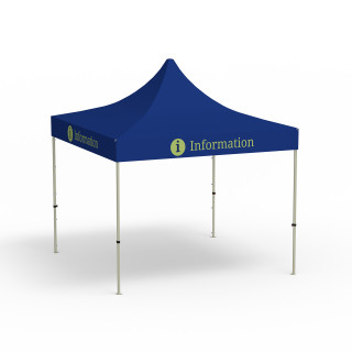 Faltpavillon Basic, blau, Volant mit Aufdruck - Information