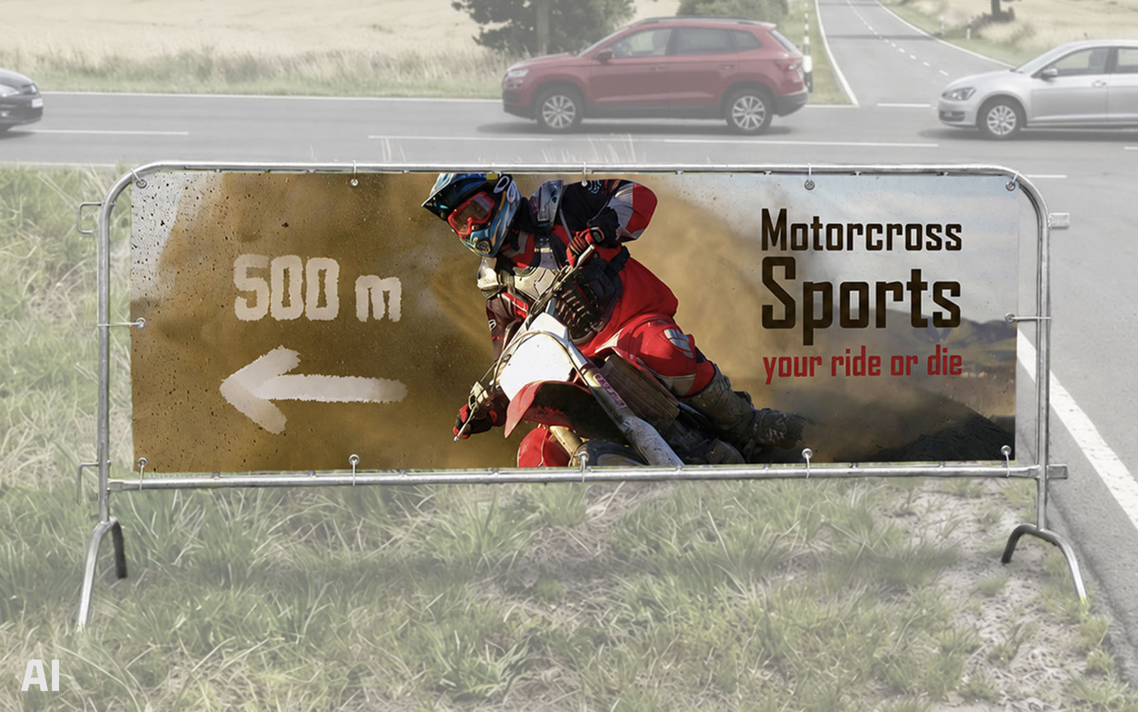 Banner for Crowd Control Barrier Motocross Event