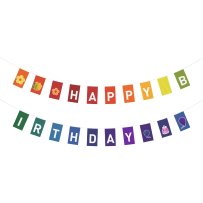 Flag string with lettering Happy Birthday