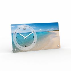 Rectangular photo alarm clock in landscape format with dial on the left