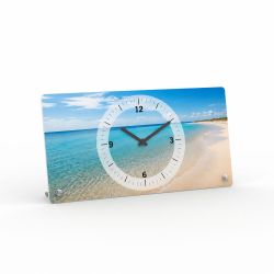 Rectangular photo alarm clock in landscape format with centered dial