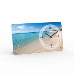 Rectangular photo alarm clock in landscape format with dial on the right