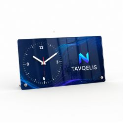 Rectangular table clock with dial on the left side