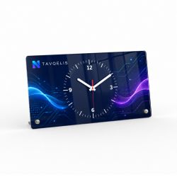Rectangular table clock with centered dial