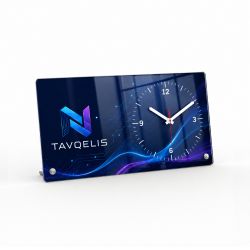 Rectangular table clock with dial on the right side