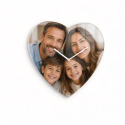 Individually printed heart-shaped wall clock