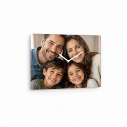 Individually printed rectangular wall clock with centered dial