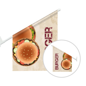 Kiosk flag with ready-to-shop design