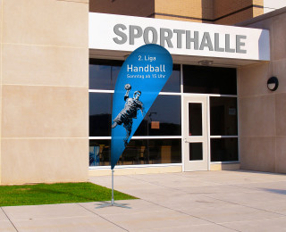 Bowflag® used for sports promotion at a handball event