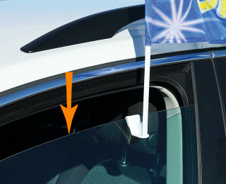 Car flag installation, window open