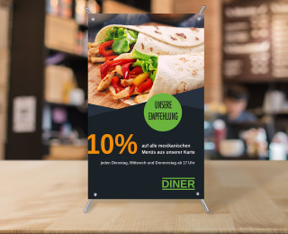 X-Display T as table stand for gastronomy