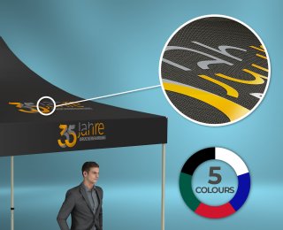 DTF imprint on tent roof and valance