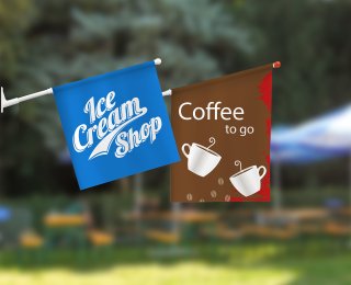 Small flag with suction cup holder for promotional advertising