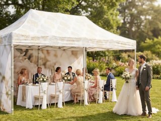 Folding gazebo 3x6 m as party tent