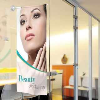 Small flag with suction cup holder for promotional advertising