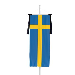 Sweden banner with mourning ribbon