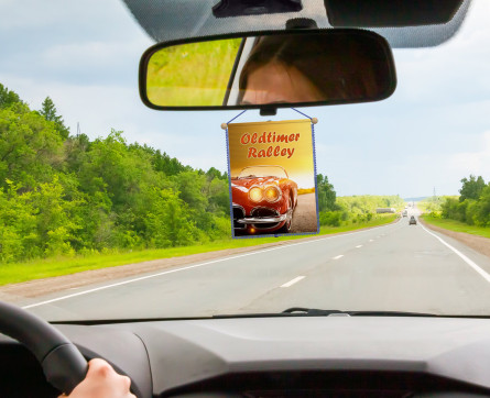 Car banner vintage car Ralley - promotional advertising