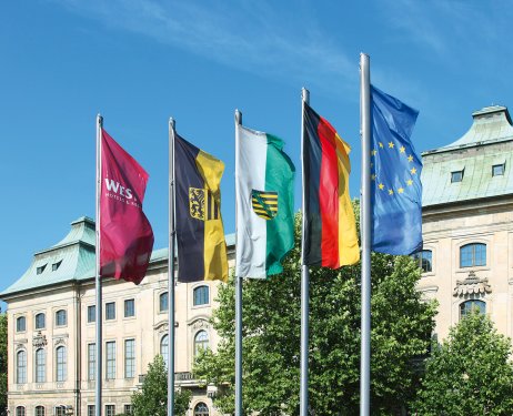 EU flag and other country and advertising flags