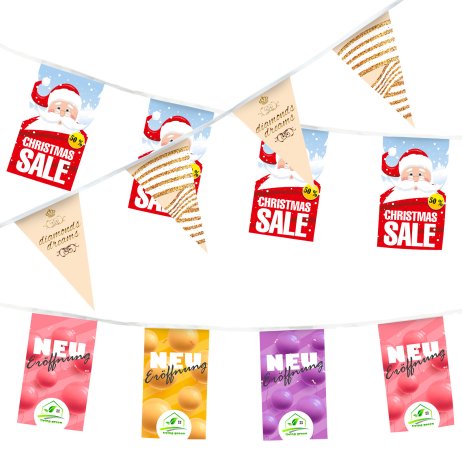 Pennant strings in promotional advertising