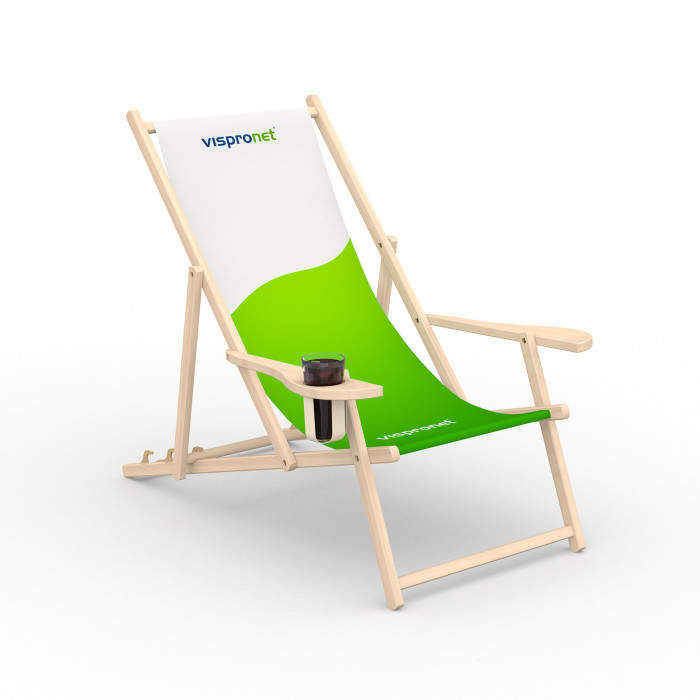 Wooden Deck Chairs with Drink Holder
